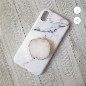 New Gold Edged White Druzy Agate Phonegrip